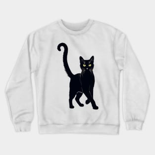 Elegant Silhouette: Black Cat Drawing Crewneck Sweatshirt